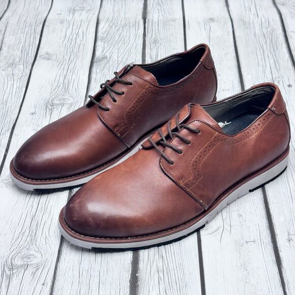 SR MAX Men's Brown Beaufort MaxTRAX Soft Toe Dress Shoe Slip Rest. Size 11.5 - Picture 1 of 8